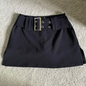 Y2K black mini skirt with built in shorts and belt